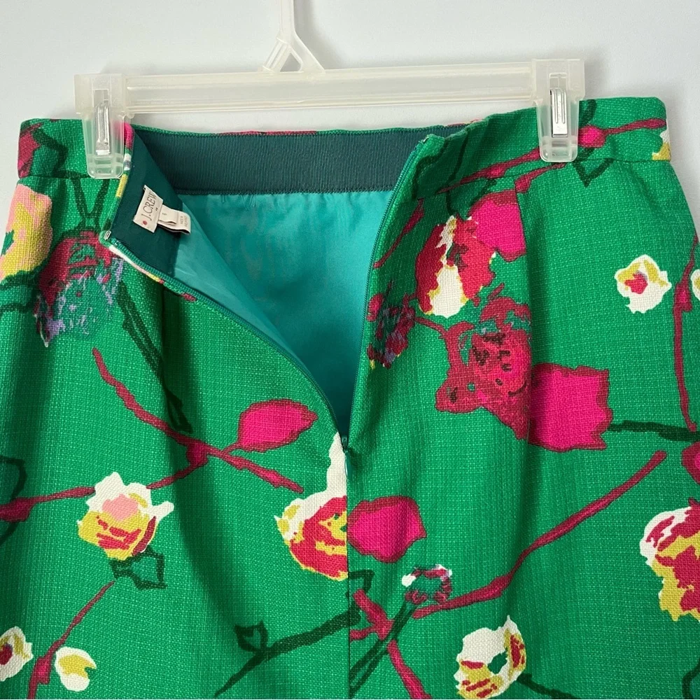 J. Crew Factory Basketweave Springtime Floral 100% Cotton Pencil Midi Skirt Sz 6